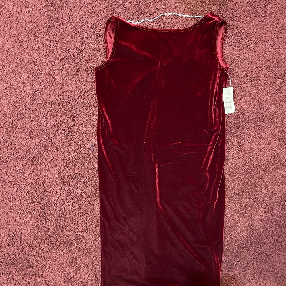 Girls G.A.S. Burgundy evening dress with delicate dual chain design on the back.